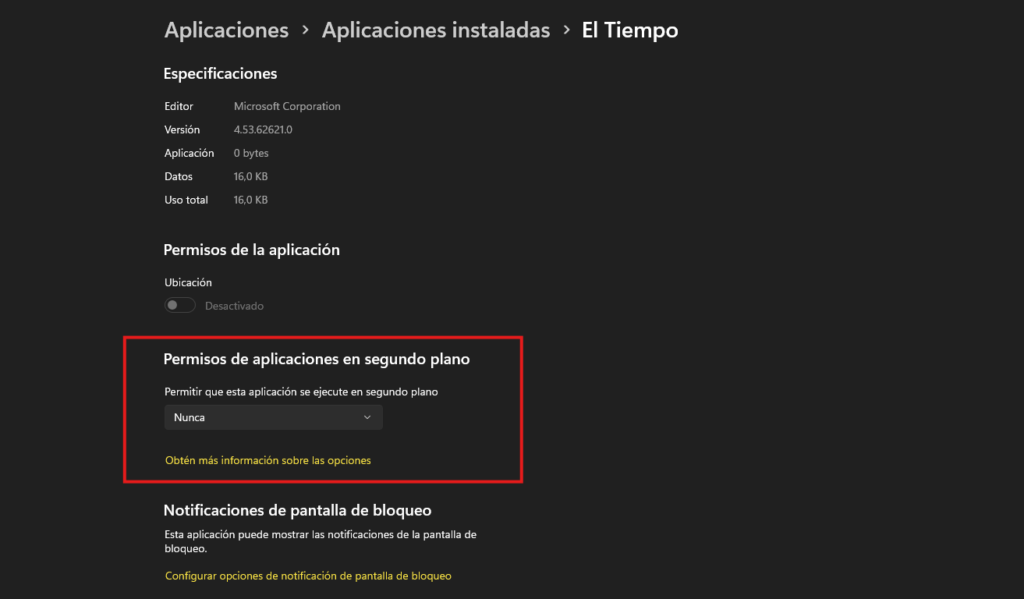 Desactivar las aplicaciones en segundo plano Windows 11