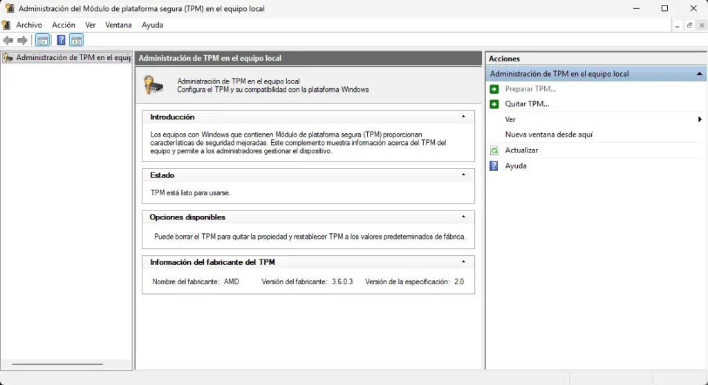 Método para ver si tienes tpm 2.0