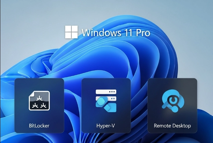 Características Windows 11 Pro BitLocker, Hyper-V y Escritorio Remoto.