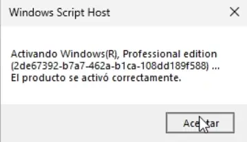 Mensaje de confirmación de que se activó Windows 11.
