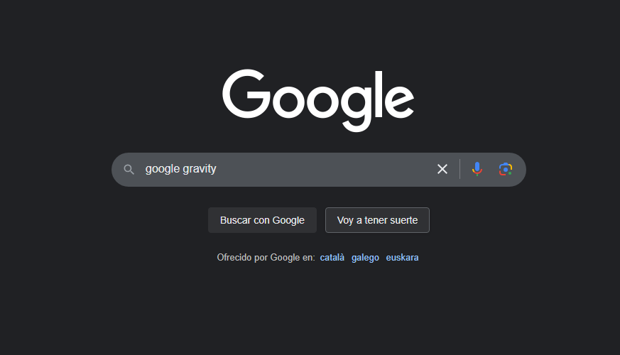 Método para probar Google Gravity