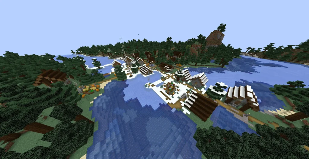 Semilla de aldea en Minecraft de taiga