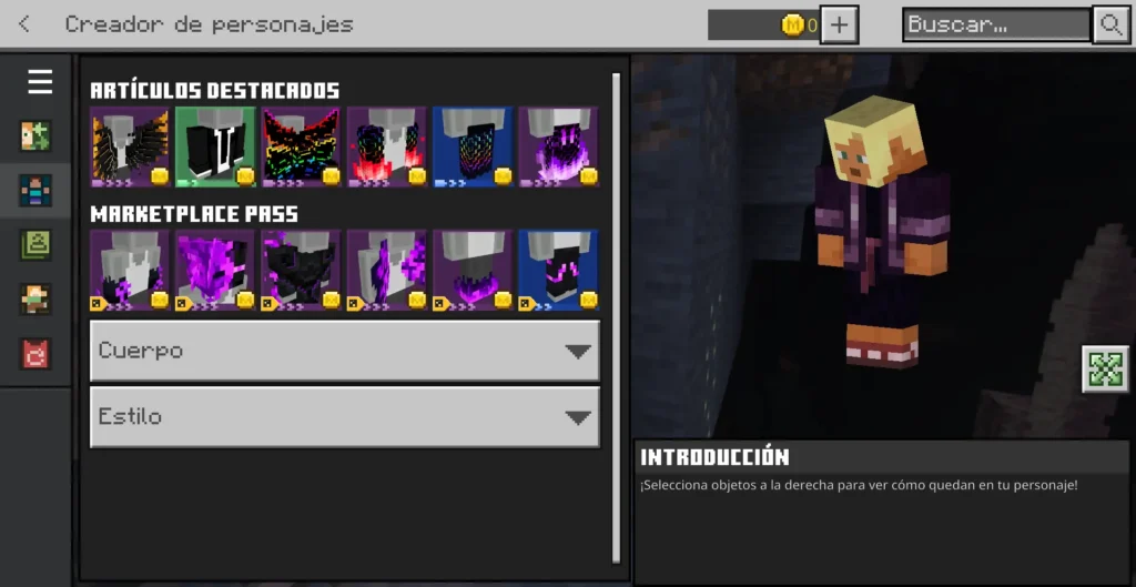Cambiar skin en Minecraft Bedrock