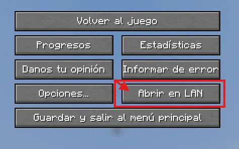 Abrir en Lan para activar los comandos de Minecraft