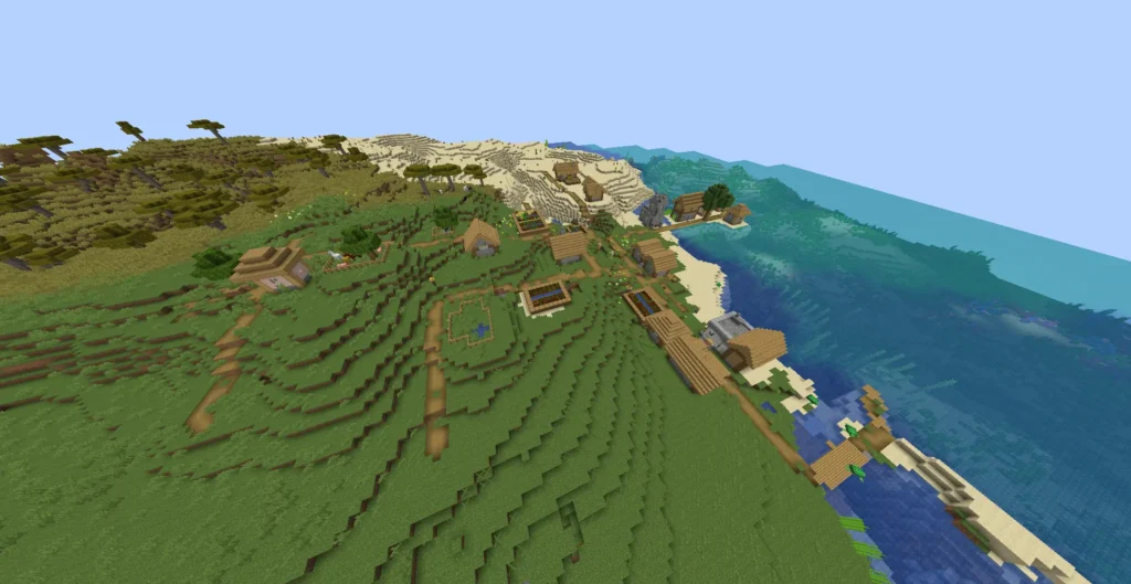 Semilla de aldea en Minecraft cerca del spawn