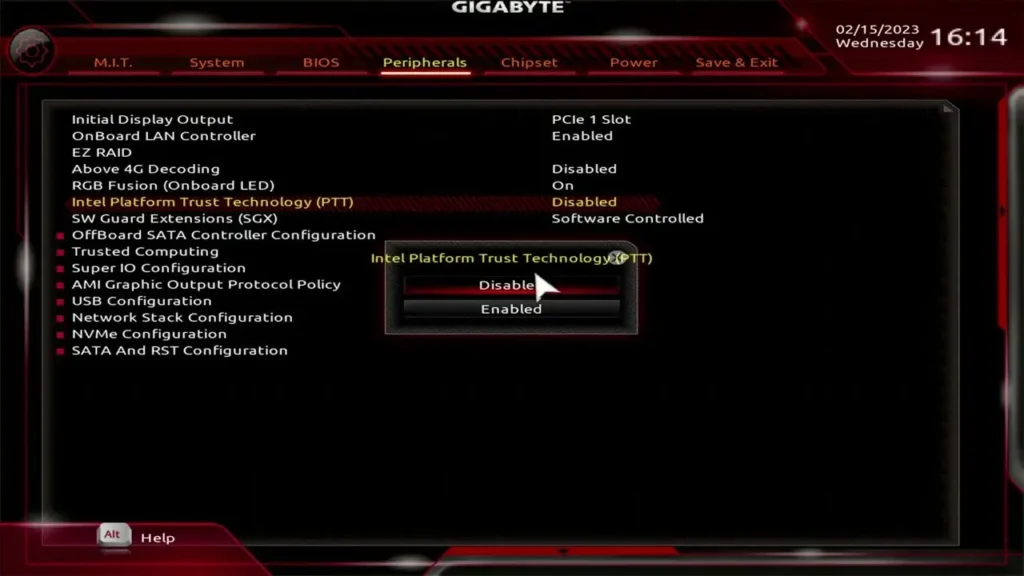 Cómo activar TPM 2.0 en la BIOS con procesador Intel