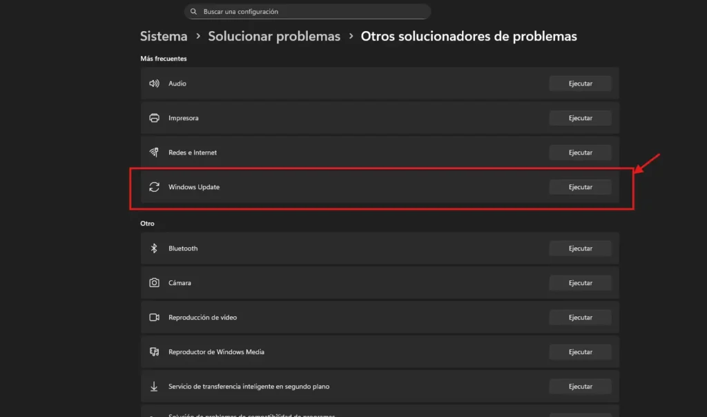 Solucionador de problemas de Windows Update