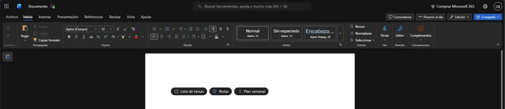 Funciones del Word Online