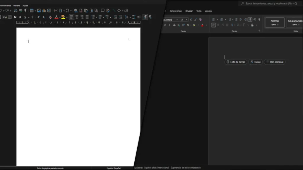 LibreOffice vs Office 365 interfaz